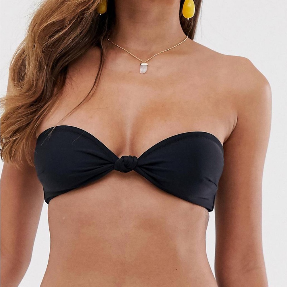 Asos South Beach bandeau knot bikini top in black